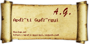 Apáti Györgyi névjegykártya